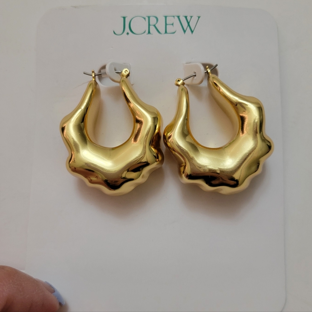 J.Crew Lightweight Sculpted‎ Doorknocker Earrings NWT 80s 90s Urban Vibe